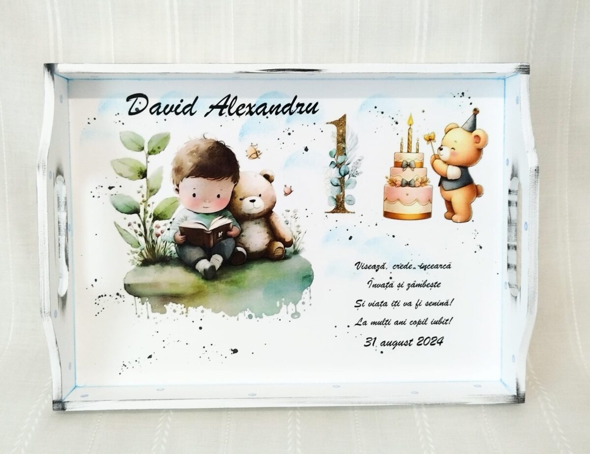 Tavita/set de mot baietel cu ursuleț - imagine 3