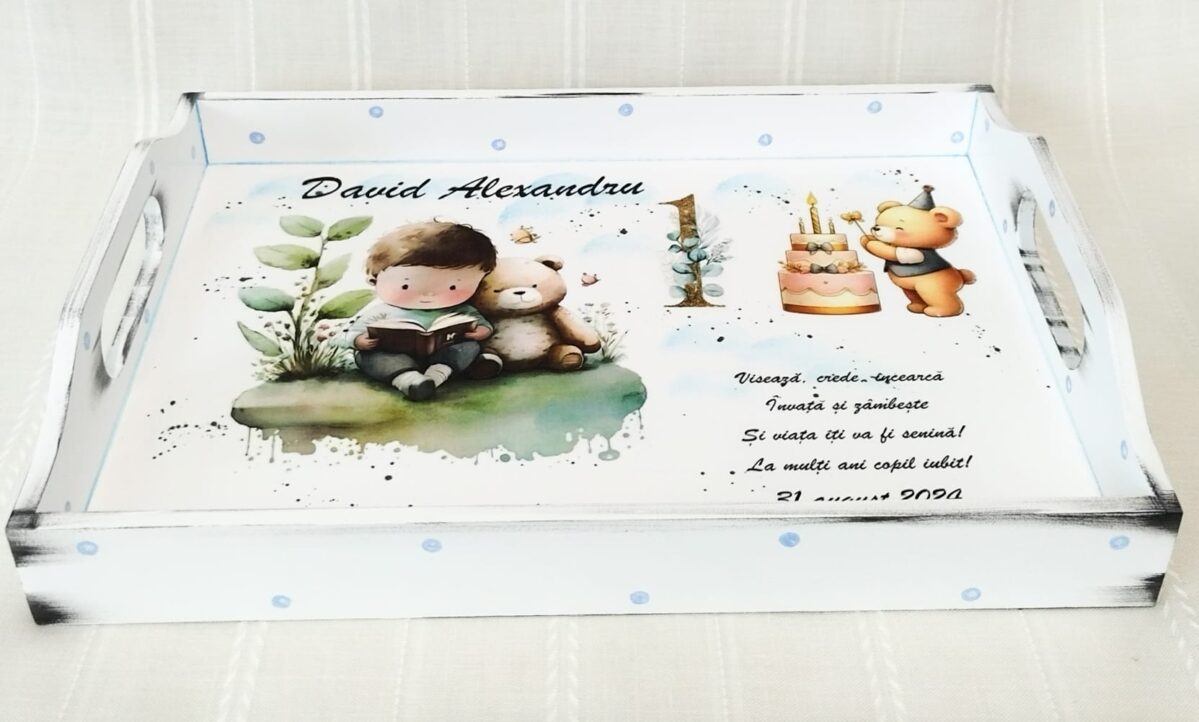 Tavita/set de mot baietel cu ursuleț - imagine 2