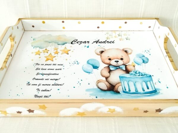 Tavita/set de mot baietel cu ursuleț cu tort
