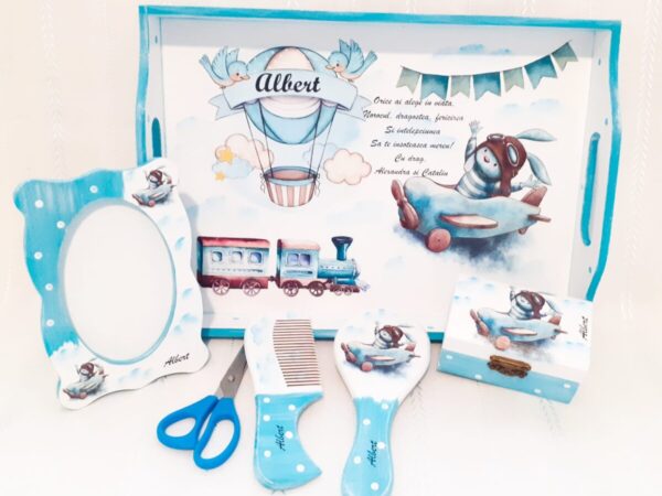 Tavita/set de mot baietel cu iepurașul pilot