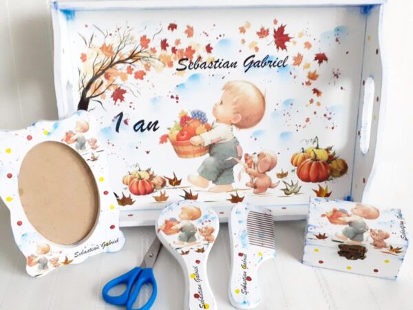 Tavita/set de mot baietel cu roadele toamnei