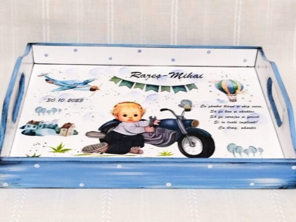 Tavita/set de mot baietel cu motocicletă