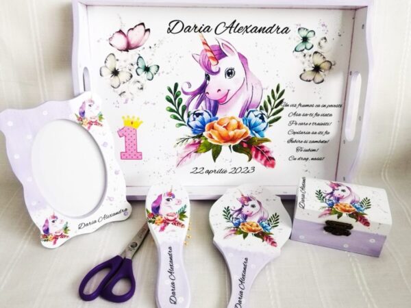 Tavita/set de mot fetita cu unicorn
