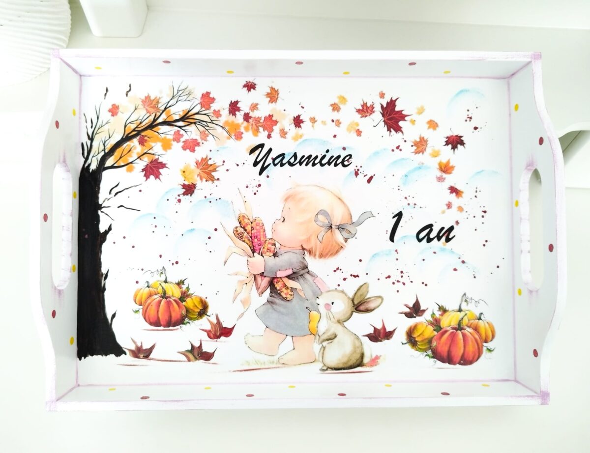 Tavita/set de mot fetita cu roadele toamnei - imagine 3