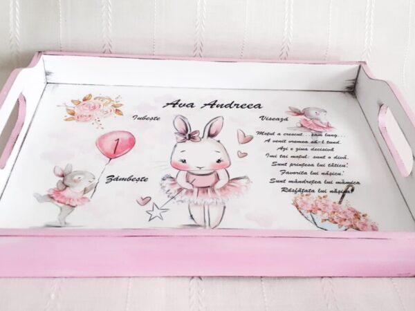 Tavita/set de mot fetita cu iepurina balerină