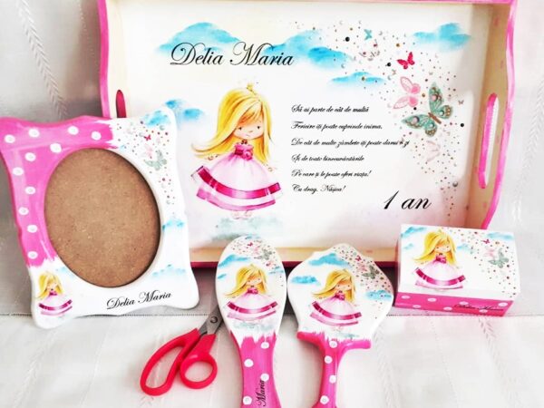 Tavita/set de mot fetita cu prințesa blondă