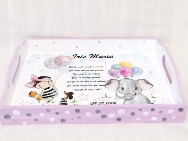 Tavita/set de mot fetiță cu elefănțel și baloane