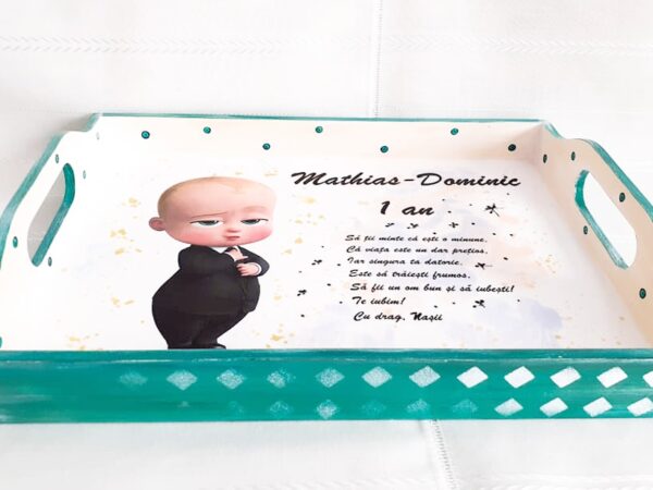 Tavita/set de mot baietel cu Baby Boss in costum negru