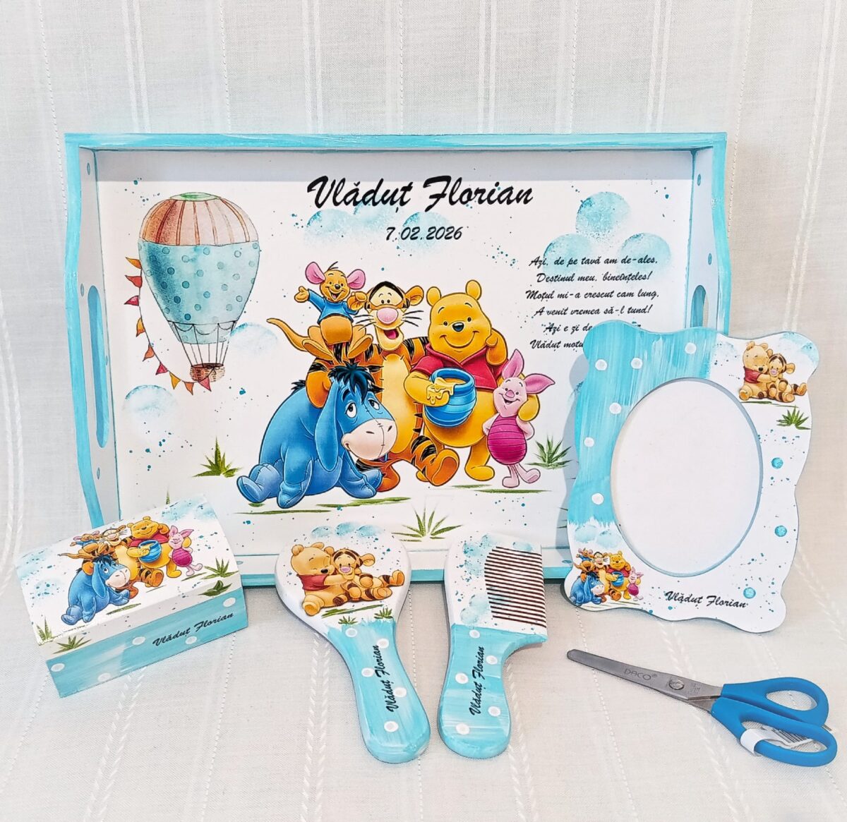 Tavita/set de mot baietel cu Pooh și prietenii săi