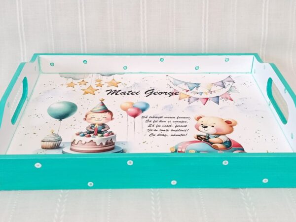 Tavita/set de mot baietel cu ursuleț și tort