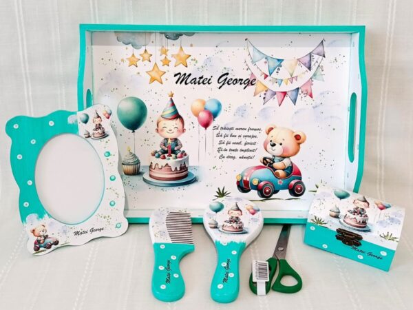 Tavita/set de mot baietel cu ursuleț și tort