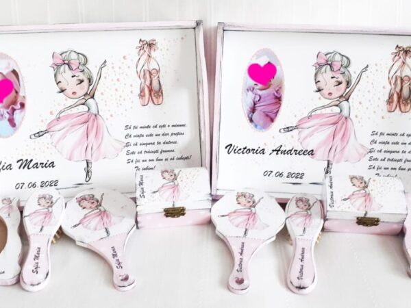 Tavita/set de mot pentru fetite gemene cu balerina