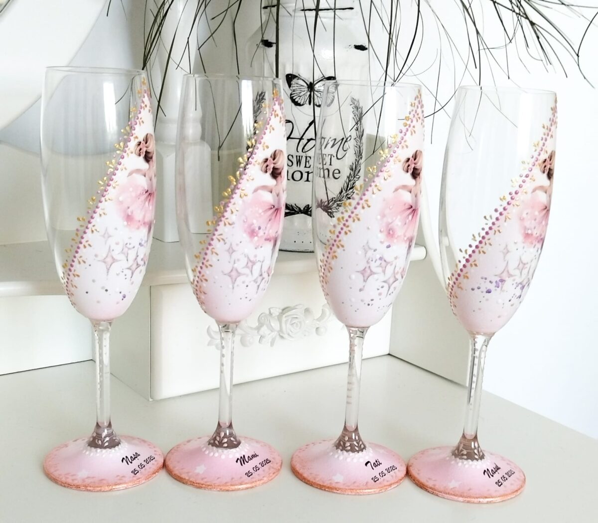 Pahare de botez personalizate cu balerina - imagine 3