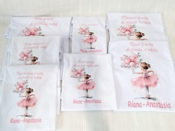 Tricouri personalizate pentru mot cu balerina și baloane
