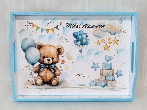 Tavita/set de mot baietel cu ursulet si baloane