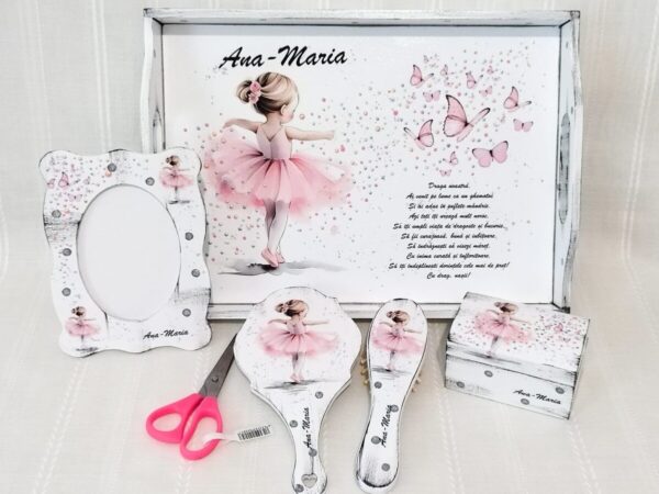Tavita/set de mot fetita cu balerina si fluturasi