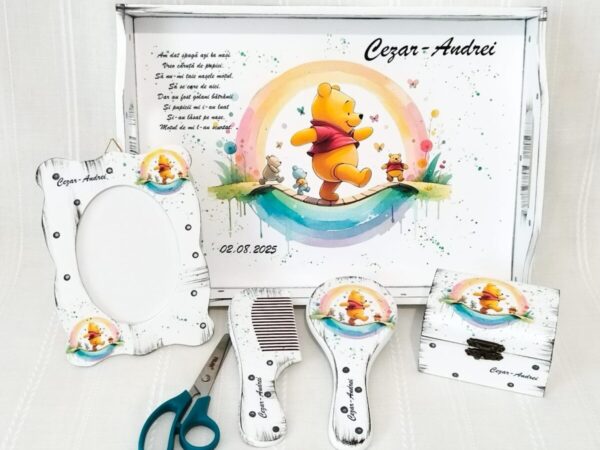 Tavita/set de mot cu Winnie the Pooh și curcubeu
