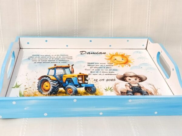 Tavita/set de mot băiețel cu tractor