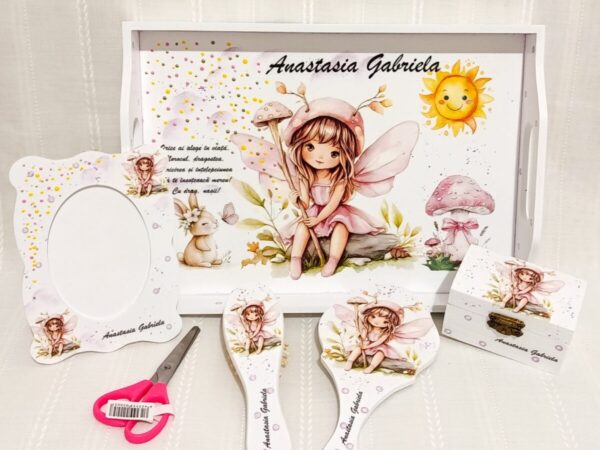 Tavita/set de mot fetita cu ciupercuță și iepuraș