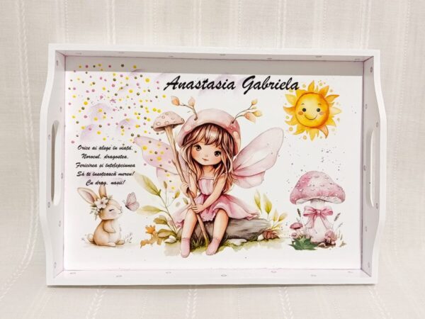 Tavita/set de mot fetita cu ciupercuță și iepuraș