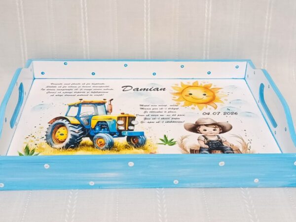 Tavita/set de mot băiețel cu tractor