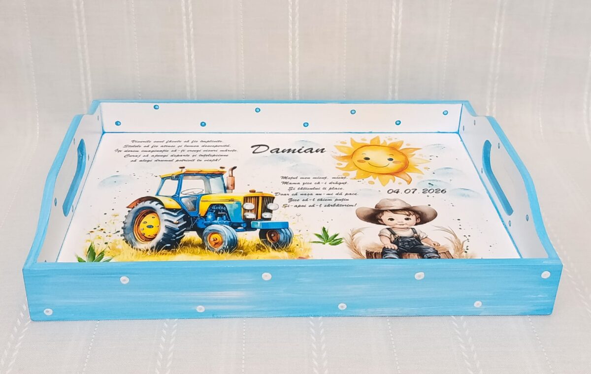 Tavita/set de mot băiețel cu tractor - imagine 2
