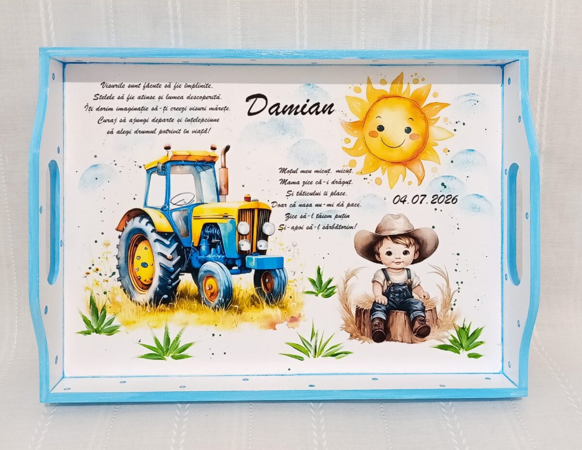 Tavita/set de mot băiețel cu tractor - imagine 3