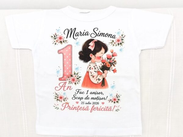Tricouri personalizate pentru moț cu fetița cu flori