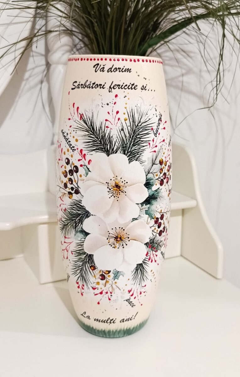 Vaza decorata manual cadou sarbatori