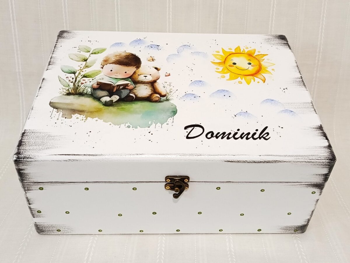 Cutie de trusou pentru botez sau mot – baietel cu ursulet