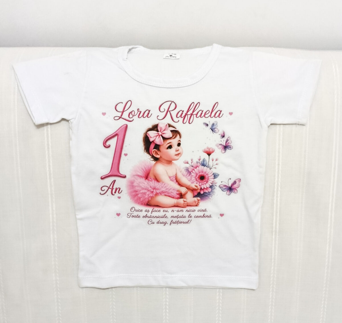 Tricouri personalizate pentru mot cu fetita în roz